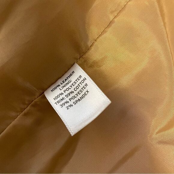 Hinge Tan Leather Suede Drappy Open Front Jacket Size Small - Picture 8 of 8